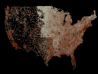 40,000 items population of the USA scatter plot (Census 2000 data)