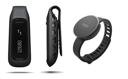 Fitbit One and Moov used during the assessment of existing wearables