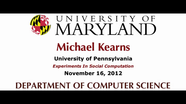 Video title card for Kearns - Experiments in Social Computation 