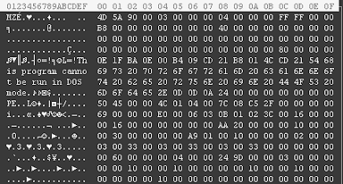 picture of an intel memory dump, showing little endianism